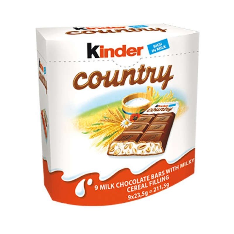 Barres de céréales enrobées de chocolat Kinder Country Kinder 47g sur