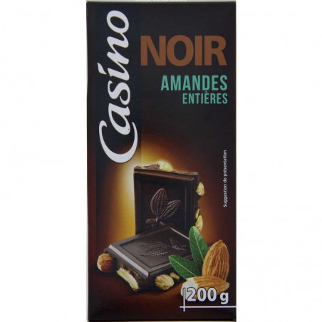 Chocolat noir amandes entières - 200g