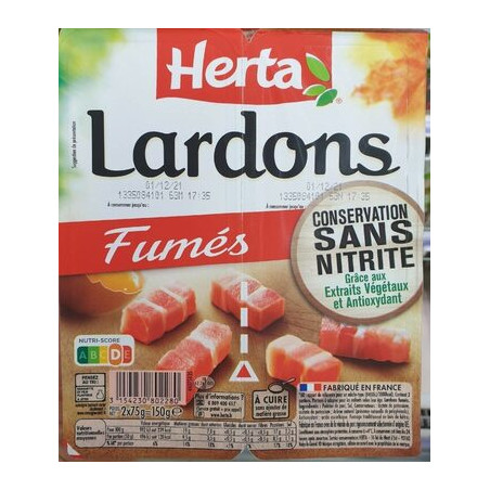 Lardons fumés sans Nitrite - 2x75g