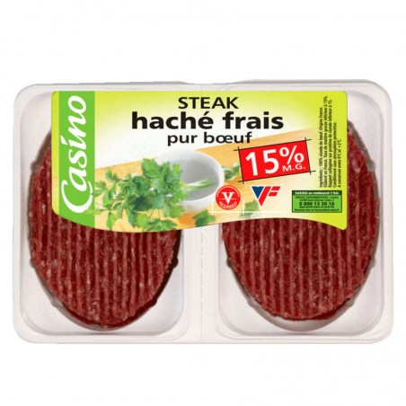 Steak hache casino 15% 125 g x 2