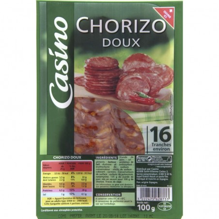 Chorizo doux 16 tranches environ