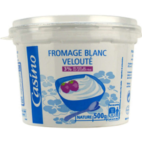 Fromage blanc velouté 3% de matières grasses sur produit fini