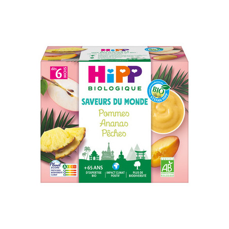 Petits pots pommes ananas pêches Bio - 4x100g