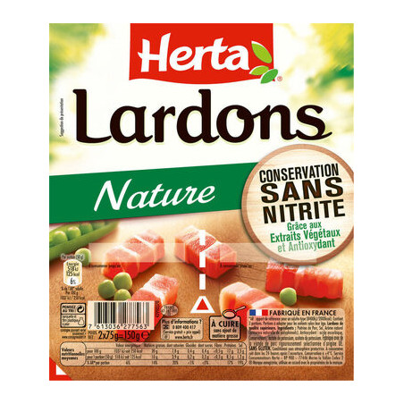 Lardon nature sans nitrite - 2x75g