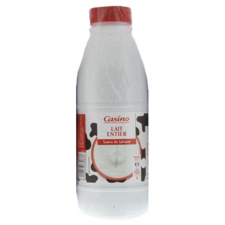 Lait entier en bouteille