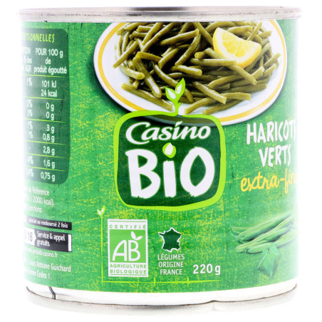 Haricots verts extra fins  Issus de l’agriculture biologique