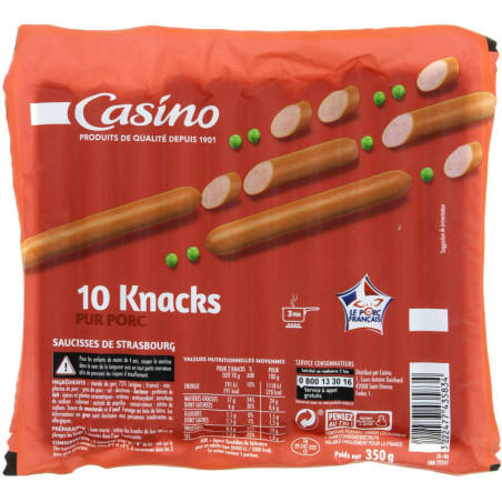 Knacks - x10 - Pur porc - 350g