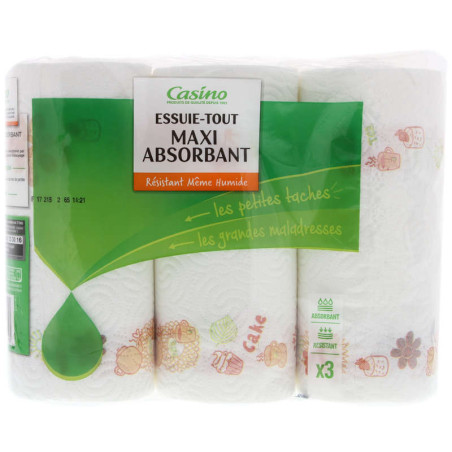 Essuie-tout 3 plis décoré Maxi-absorbant - x3