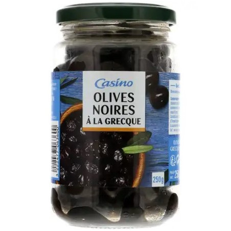 Olives noires à la grecque - 250g