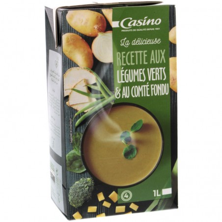 Velouté de légumes et légumes verts au Comté fondu